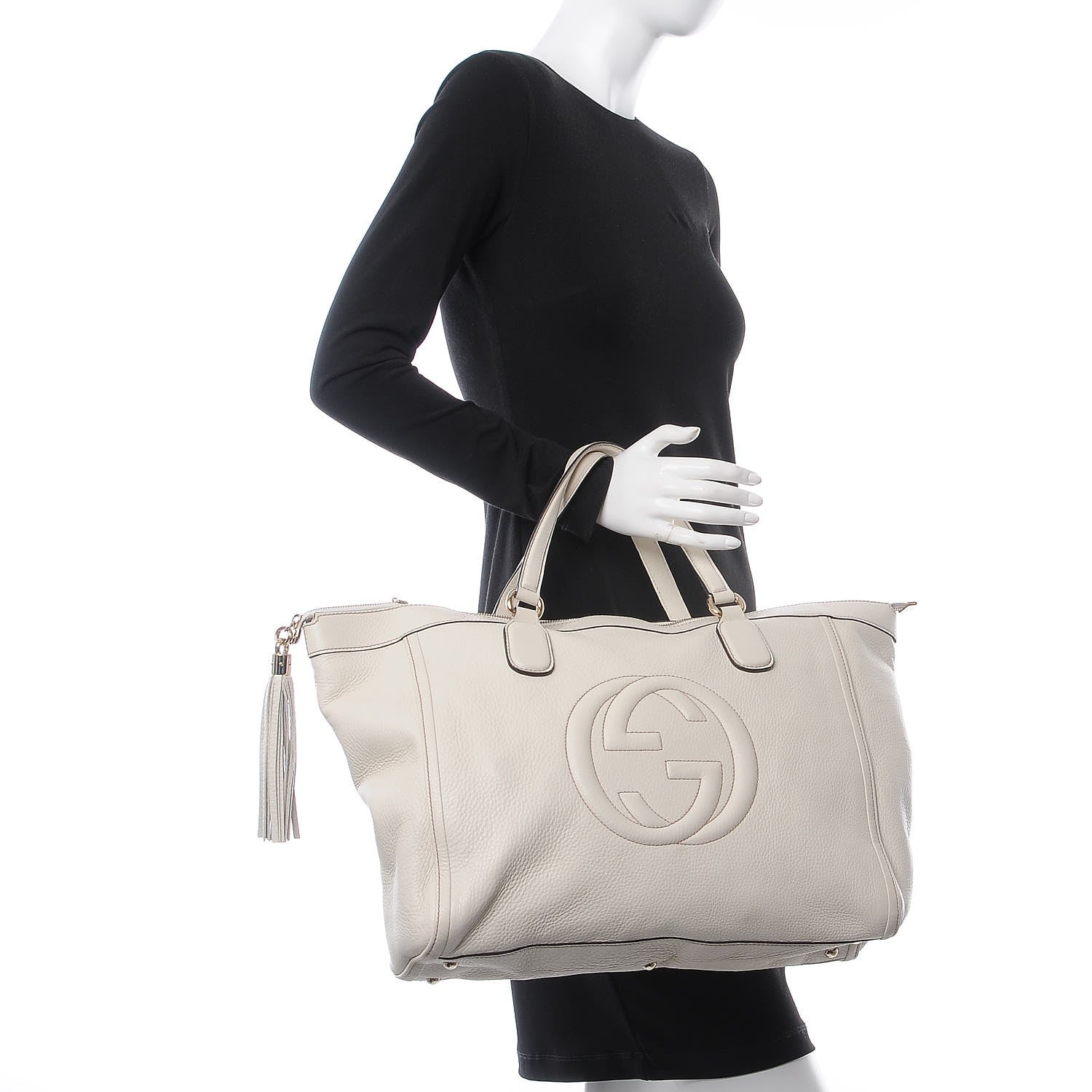 Gucci Pebbled Calfskin Large Soho Top Handle Bag Off White 2 of 13