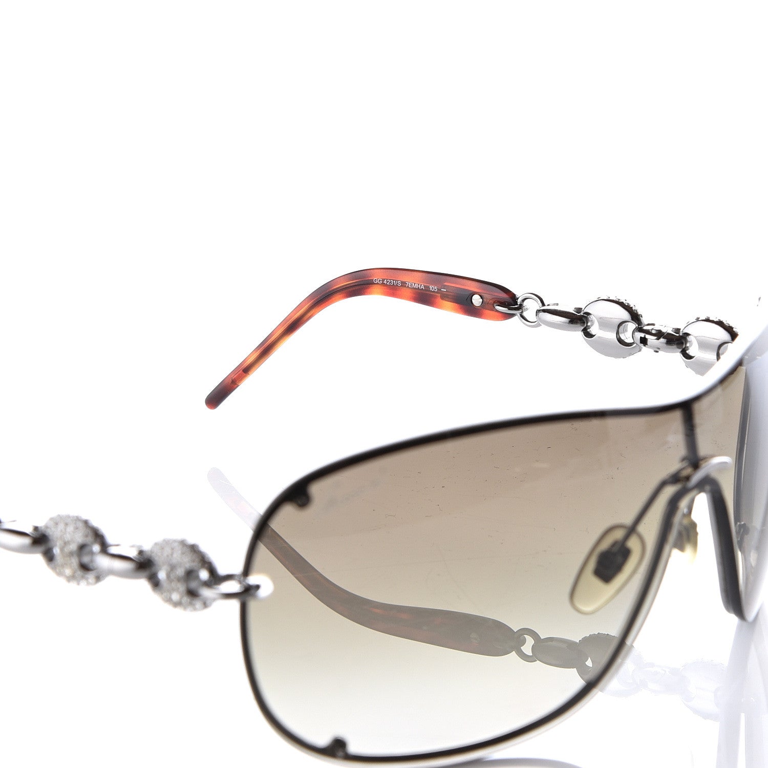 Gucci Crystal Marina Chain Shield Sunglasses GG4231S Tortoise 6 of 8