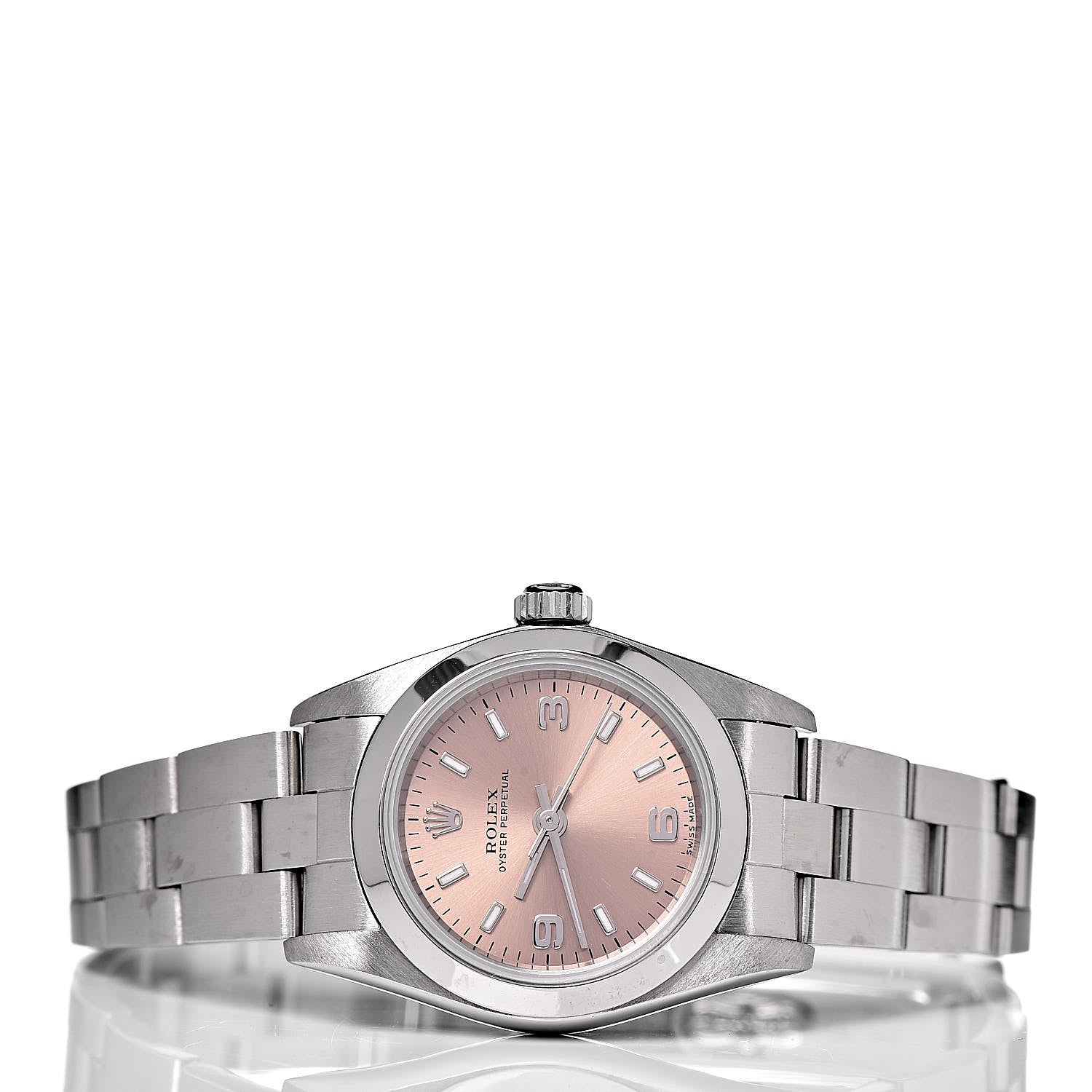 Rolex Stainless Steel 24mm Oyster Perpetual Watch Pink 76080 3 of 8