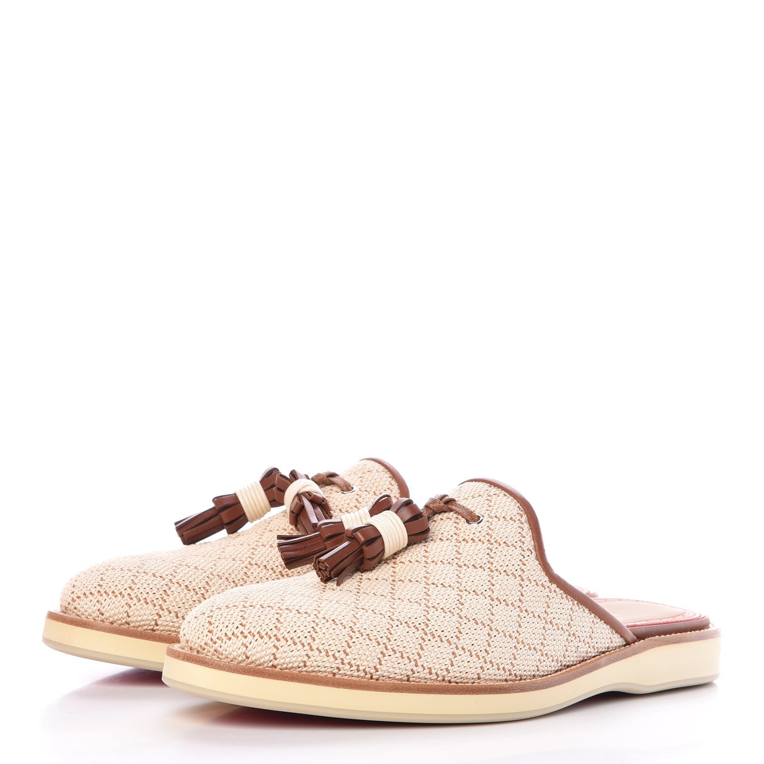 Christian Louboutin Calf Nappa Paille Matelasse Mens Youseffo Flat 40 Beige Cuoio 3 of 7