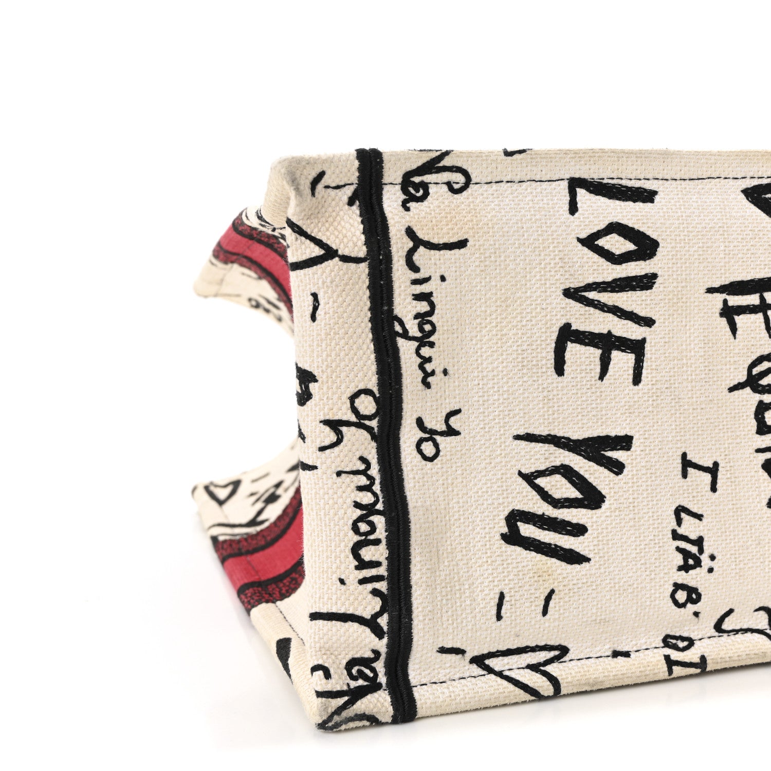 Christian Dior Canvas Embroidered Medium Dioramour Graffiti Book Tote Latte Multicolor 7 of 8