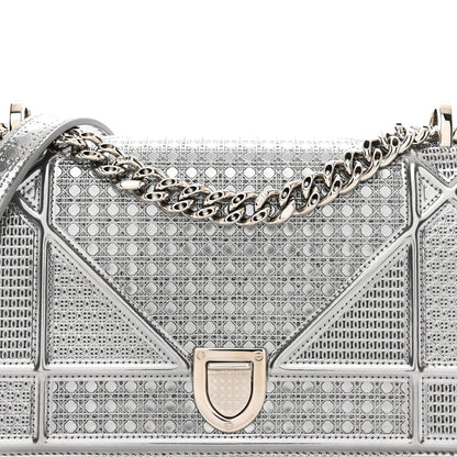 Christian Dior Metallic Patent Micro-Cannage Small Diorama Flap Bag Silver 5 of 10