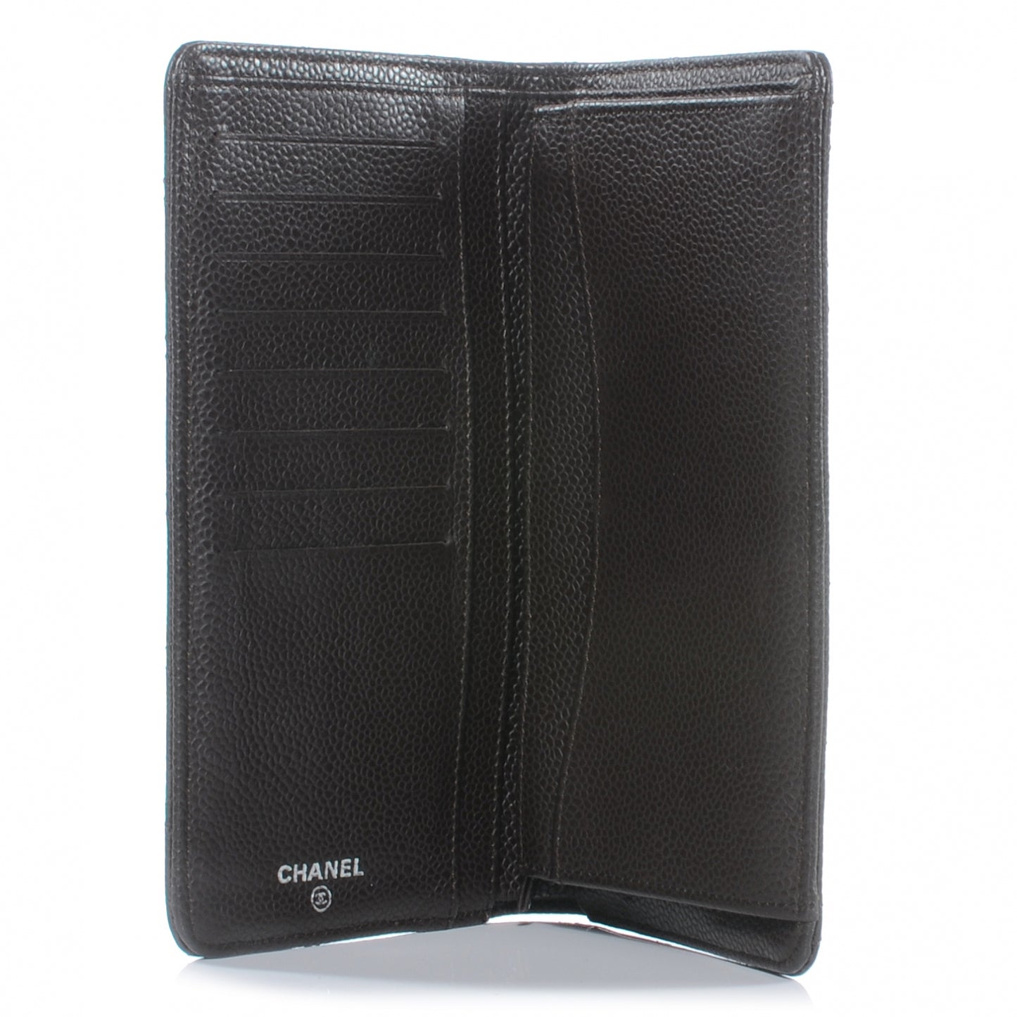 Caviar Quilted Yen Wallet Dark Brown