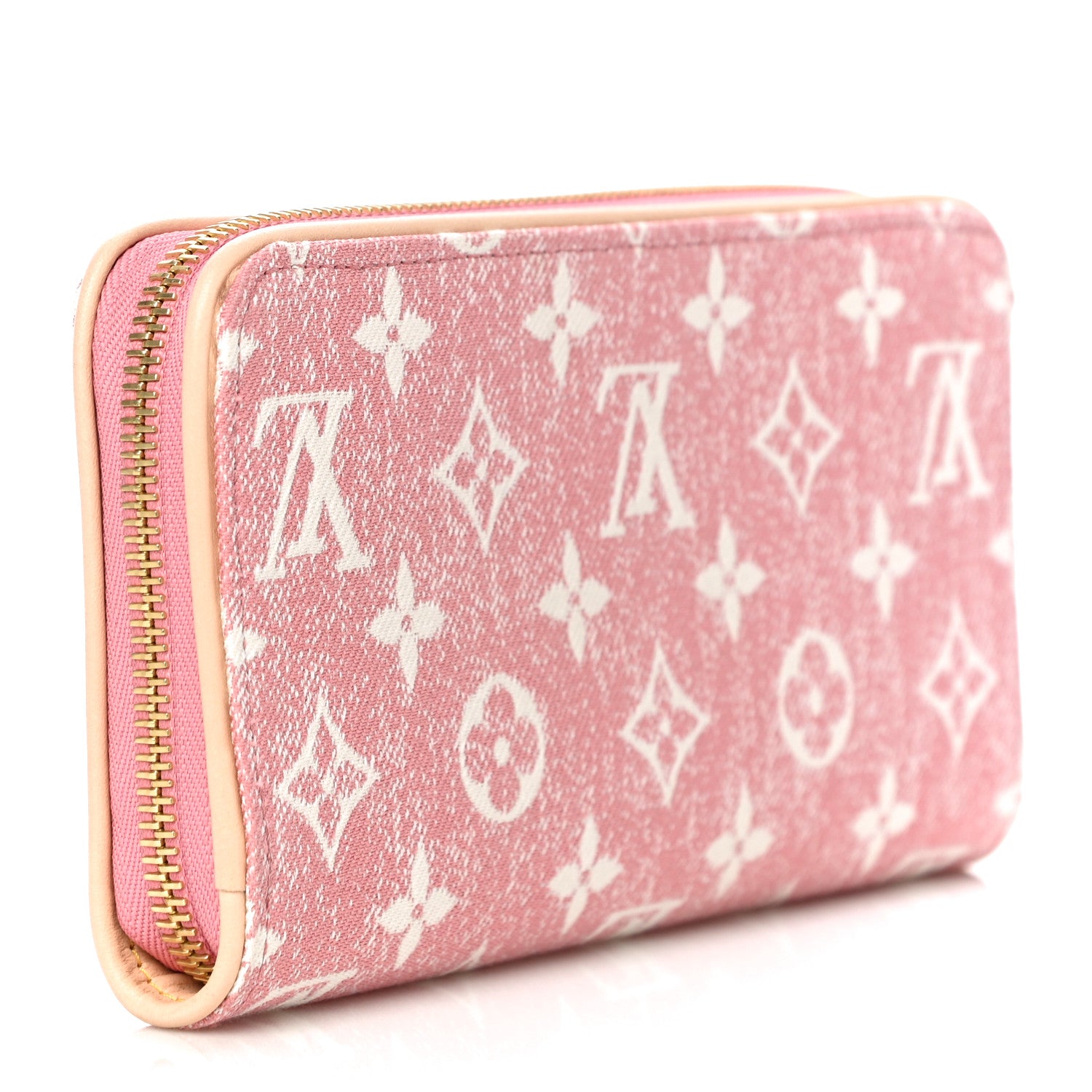 Louis Vuitton Denim Monogram Jacquard Zippy Wallet Pink 3 of 10