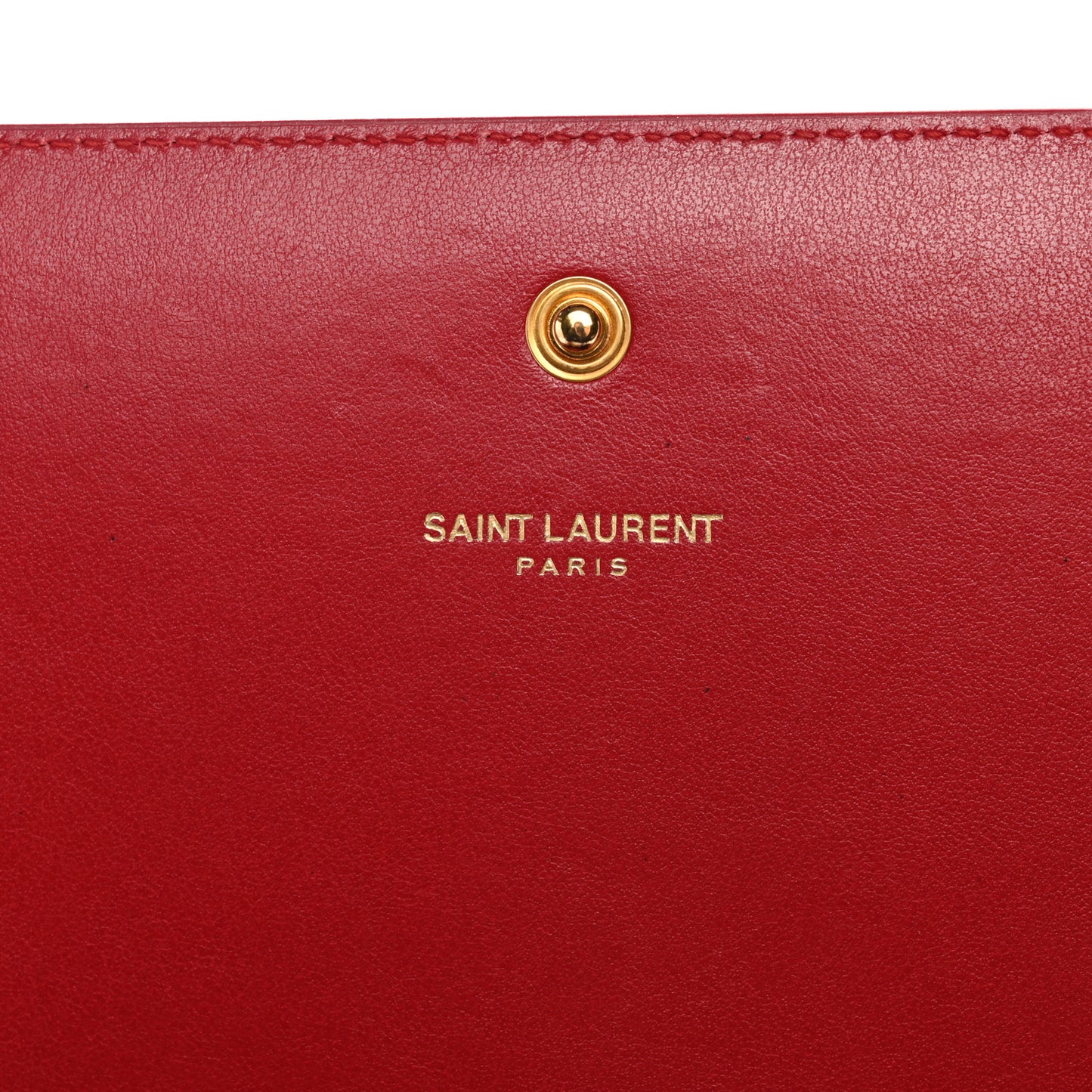 Calfskin Crocodile Embossed Monogram Chain Wallet New Lipstick Red