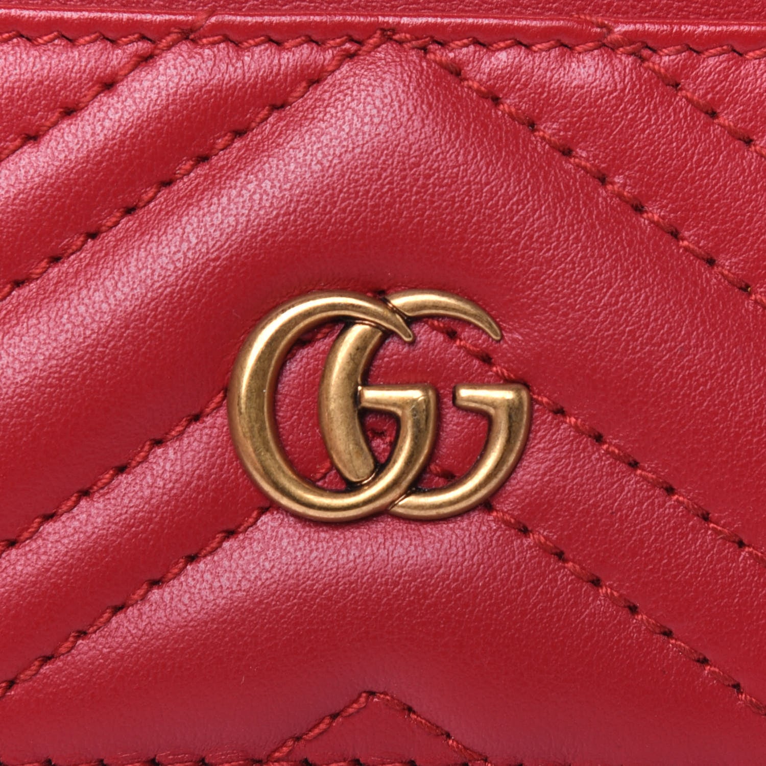 Gucci Calfskin Matelasse GG Marmont Card Holder Hibiscus Red 11 of 12