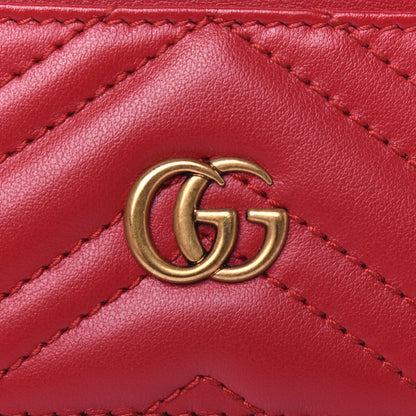 Gucci Calfskin Matelasse GG Marmont Card Holder Hibiscus Red 11 of 12