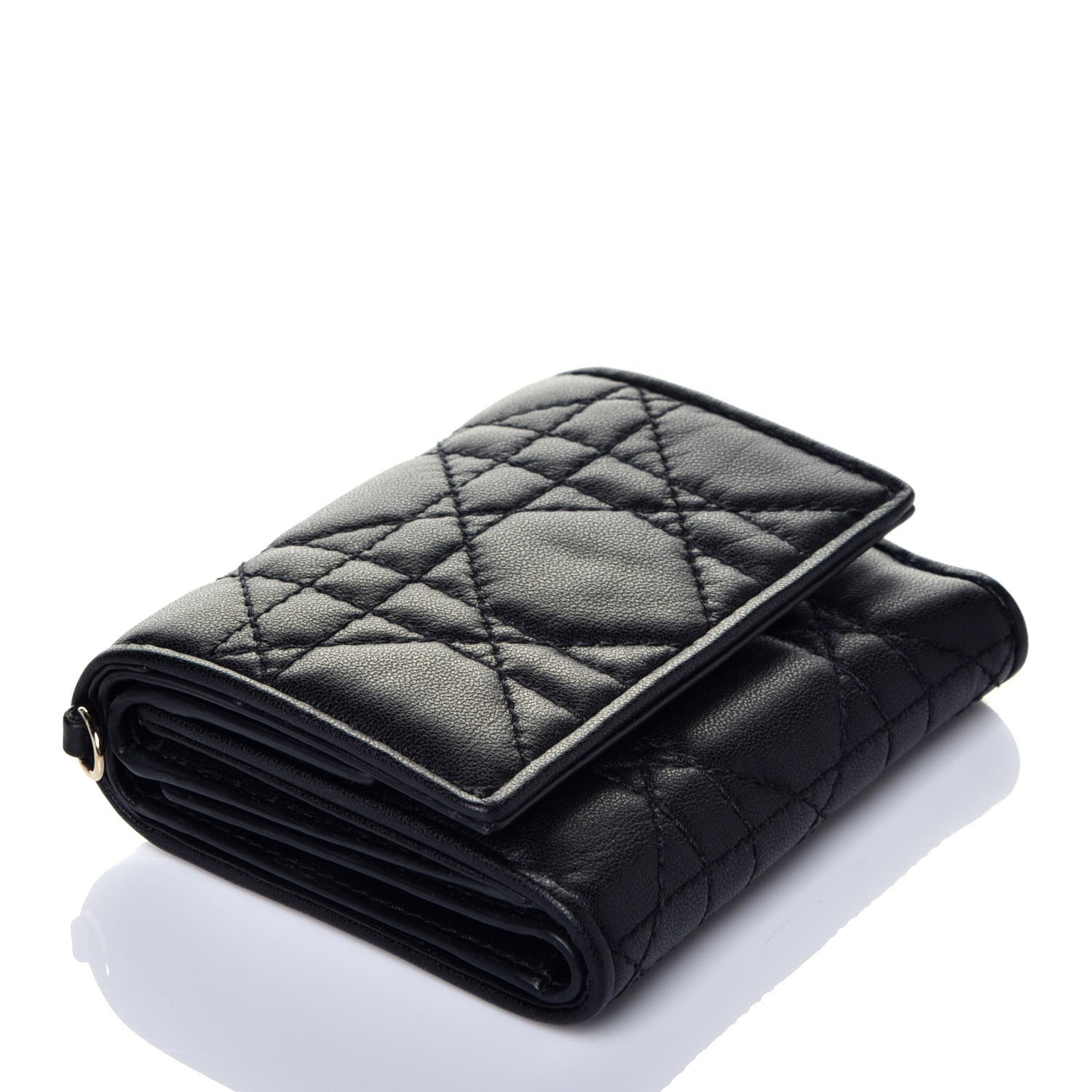 Christian Dior Lambskin Cannage Lady Dior Lotus Wallet Black 4 of 7
