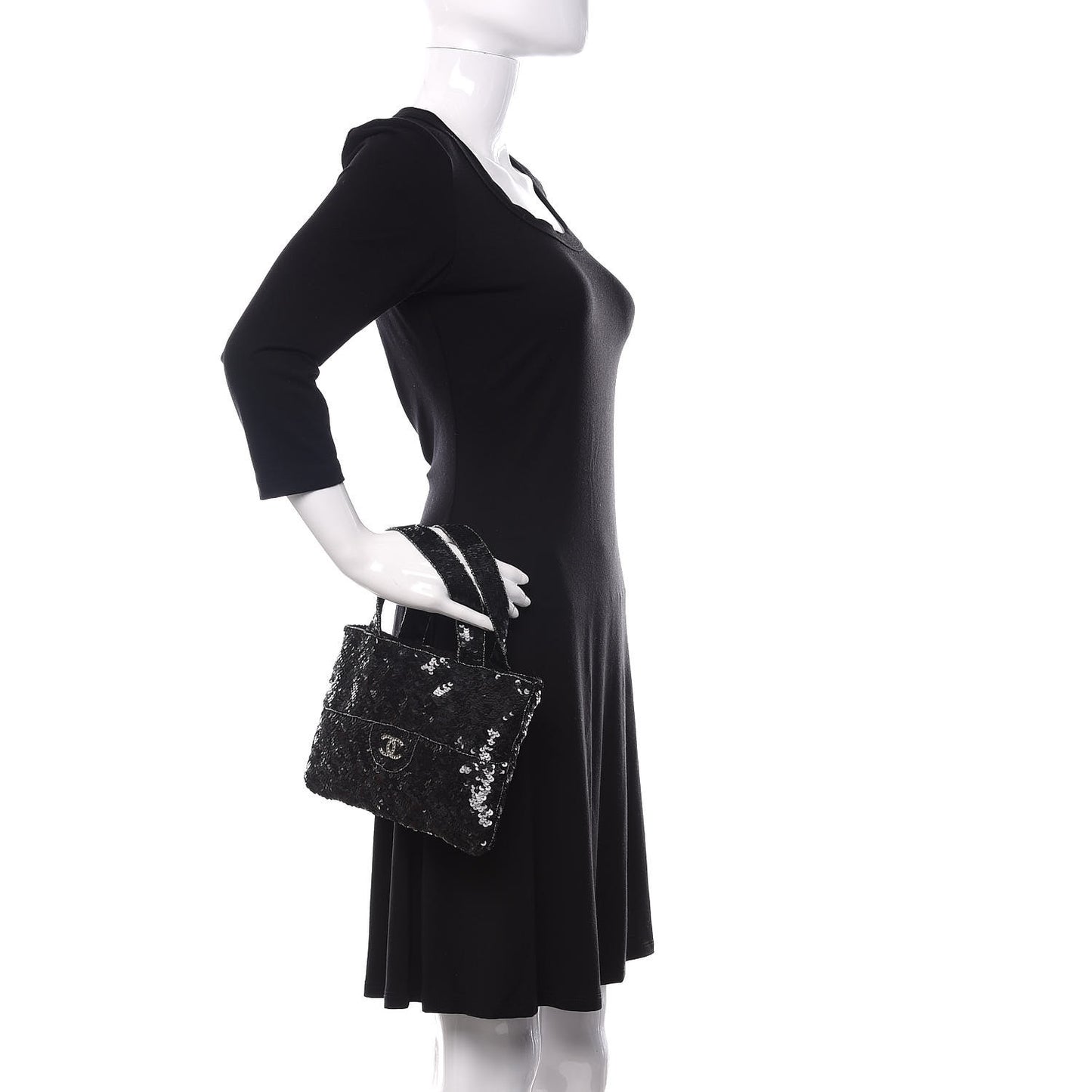Sequin CC Evening Bag Black