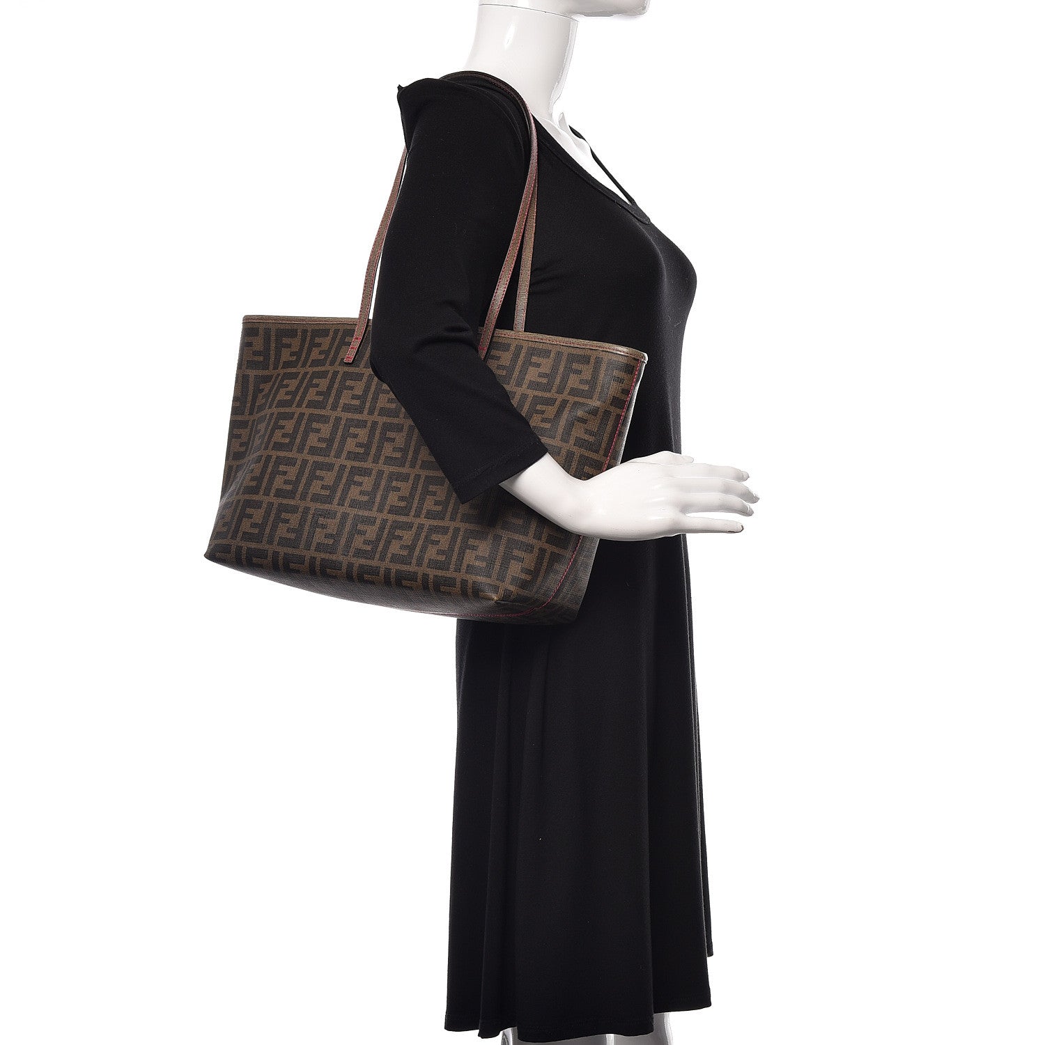 Fendi Zucca Spalmati Vitello Elite Small Roll Tote Tobacco Ciclamino 2 of 10
