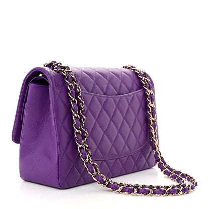 Chanel Caviar Quilted Jumbo Double Flap Purple 3 of 11