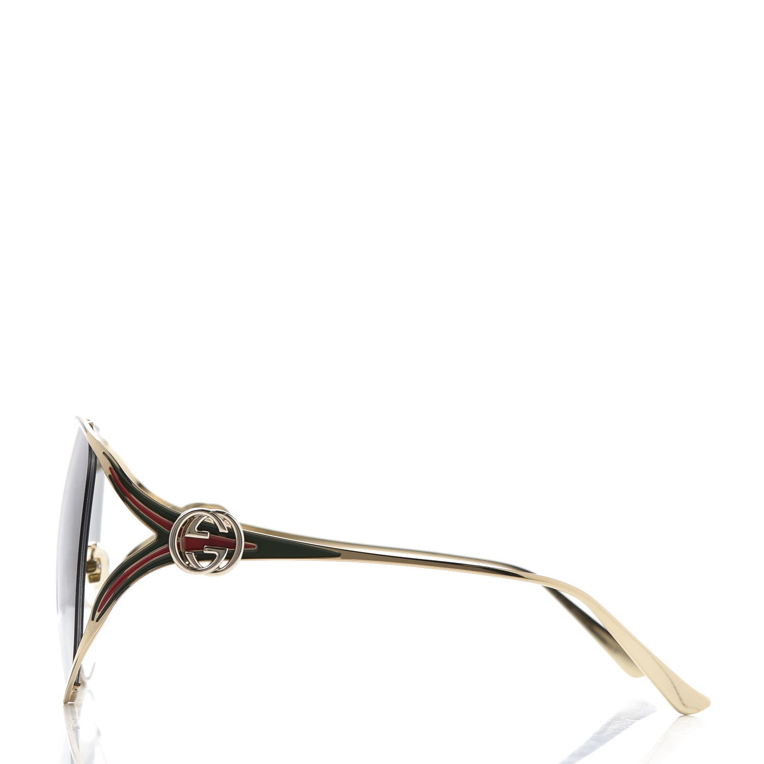 Gucci Metal Oversized Round Frame GG0225S Sunglasses Gold 3 of 8