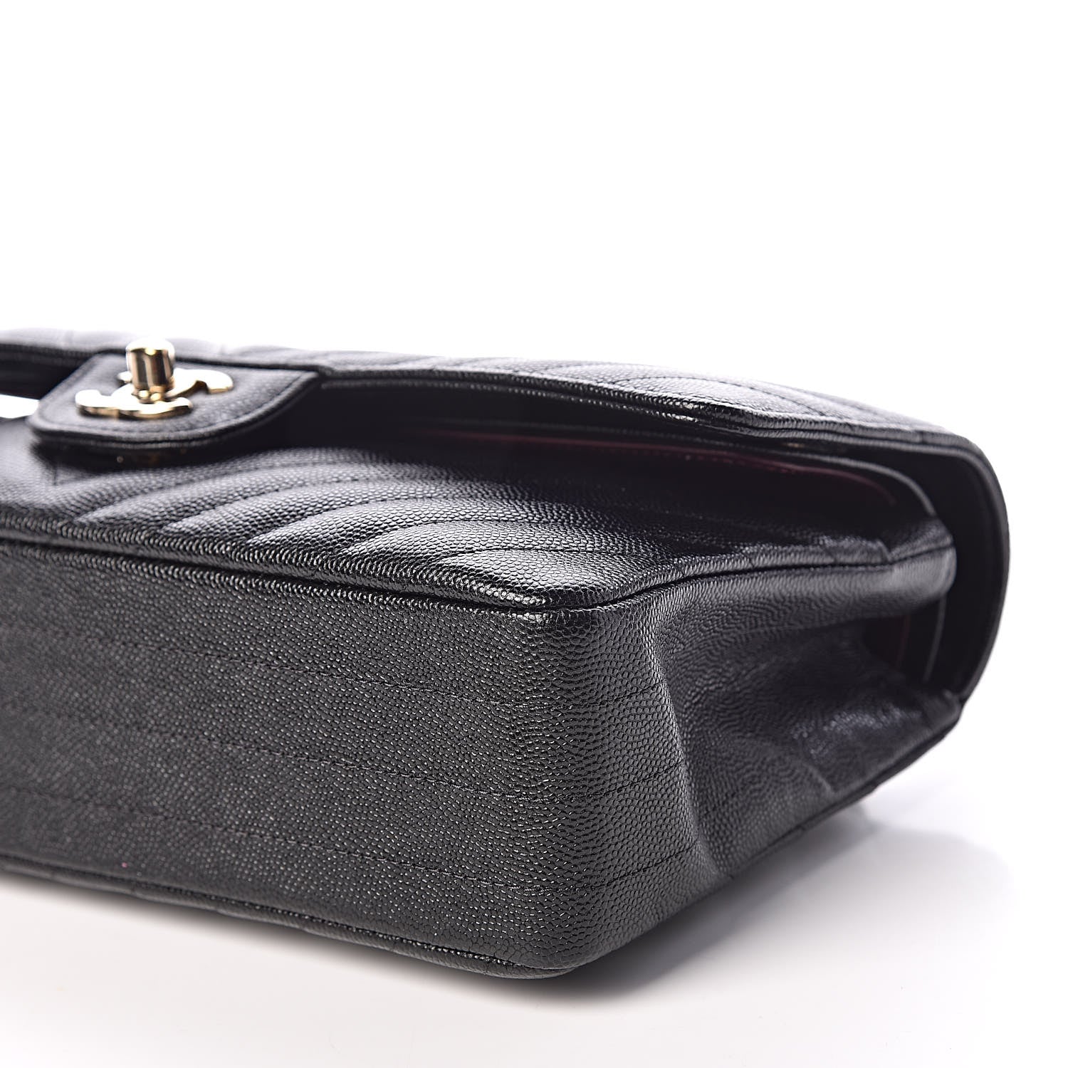 Chanel Caviar Chevron Quilted Medium Double Flap Black 6 of 9