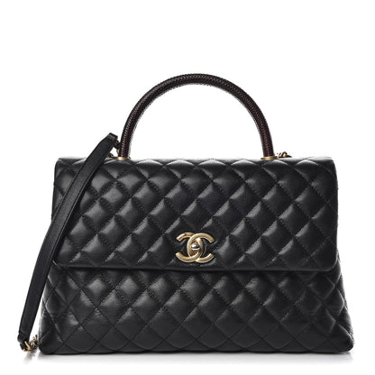 Chanel Caviar Lizard Quilted Medium Coco Handle Flap Black 1 of 11