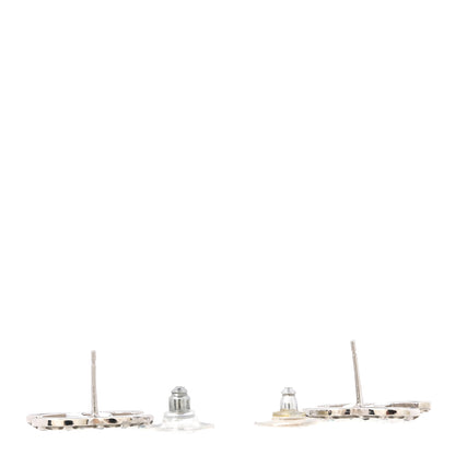 Chanel Crystal CC Earrings Silver Blue 3 of 5