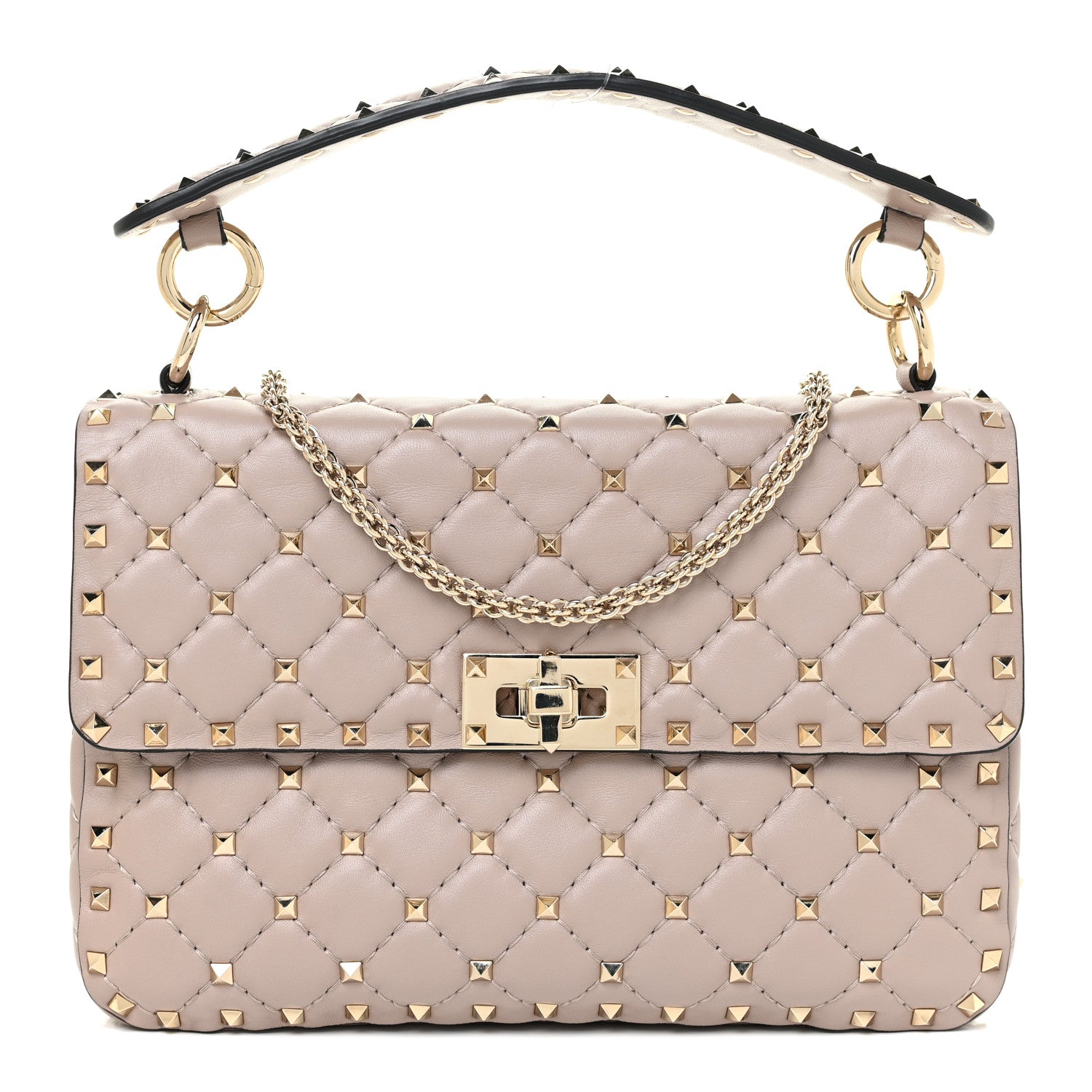 Valentino Garavani Lambskin Medium Rockstud Spike Shoulder Bag Poudre 1 of 10