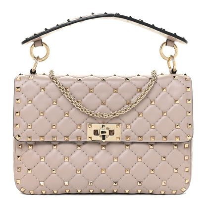 Valentino Garavani Lambskin Medium Rockstud Spike Shoulder Bag Poudre 1 of 10