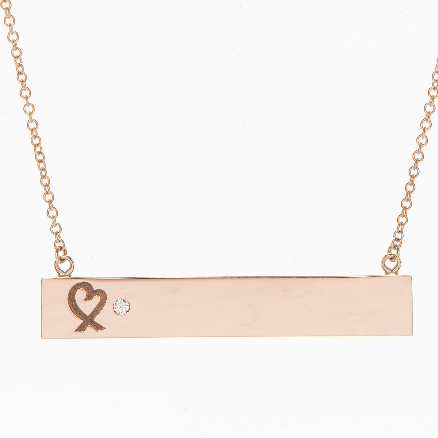 18K Rose Gold Diamond Paloma Picasso Loving Heart Bar Pendant Necklace