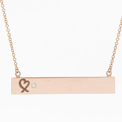 Tiffany 18K Rose Gold Diamond Paloma Picasso Loving Heart Bar Pendant Necklace 4 of 7