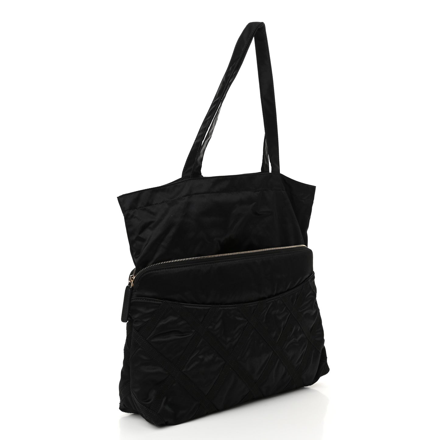 Nylon Grosgrain Large Lifestyle Pouch With Foldable Tote Black