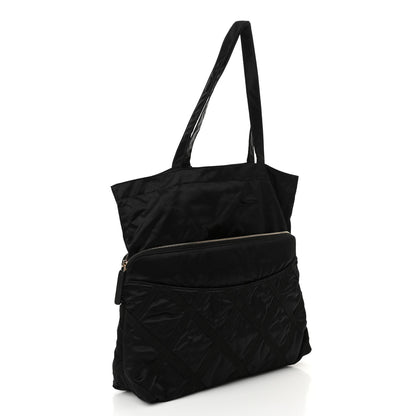 Chanel Nylon Grosgrain Large Lifestyle Pouch With Foldable Tote Black 3 of 10