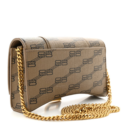 Balenciaga Coated Canvas BB Monogram Hourglass Chain Bag Beige Brown 3 of 13
