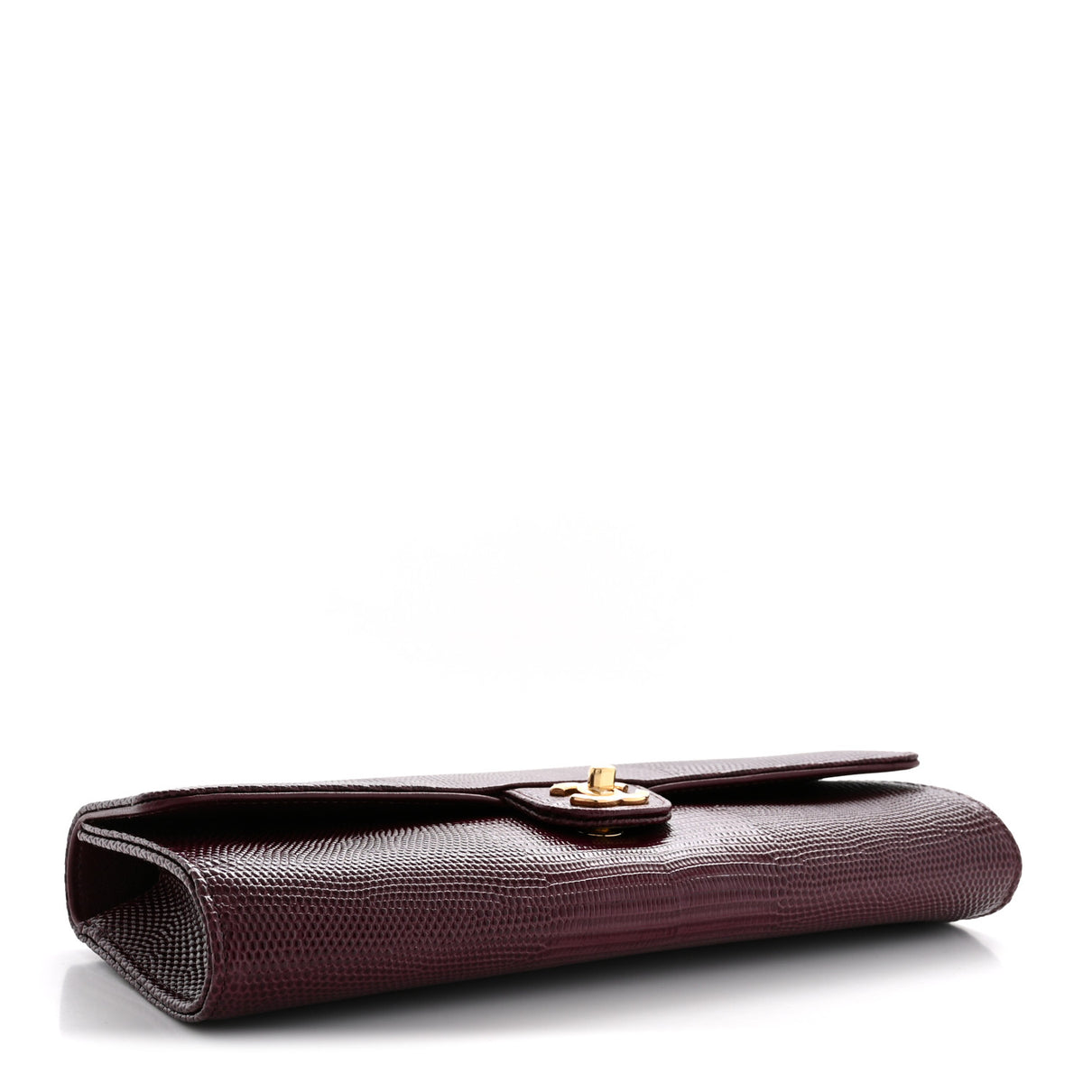Chanel Calfskin Lizard Embossed Clutch With Chain Bordeaux 4 of 11