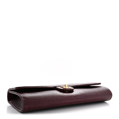 Chanel Calfskin Lizard Embossed Clutch With Chain Bordeaux 4 of 11