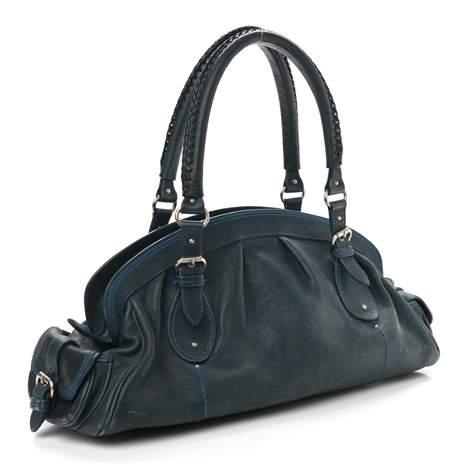 Christian Dior Calfskin Frame Satchel Blue 3 of 20