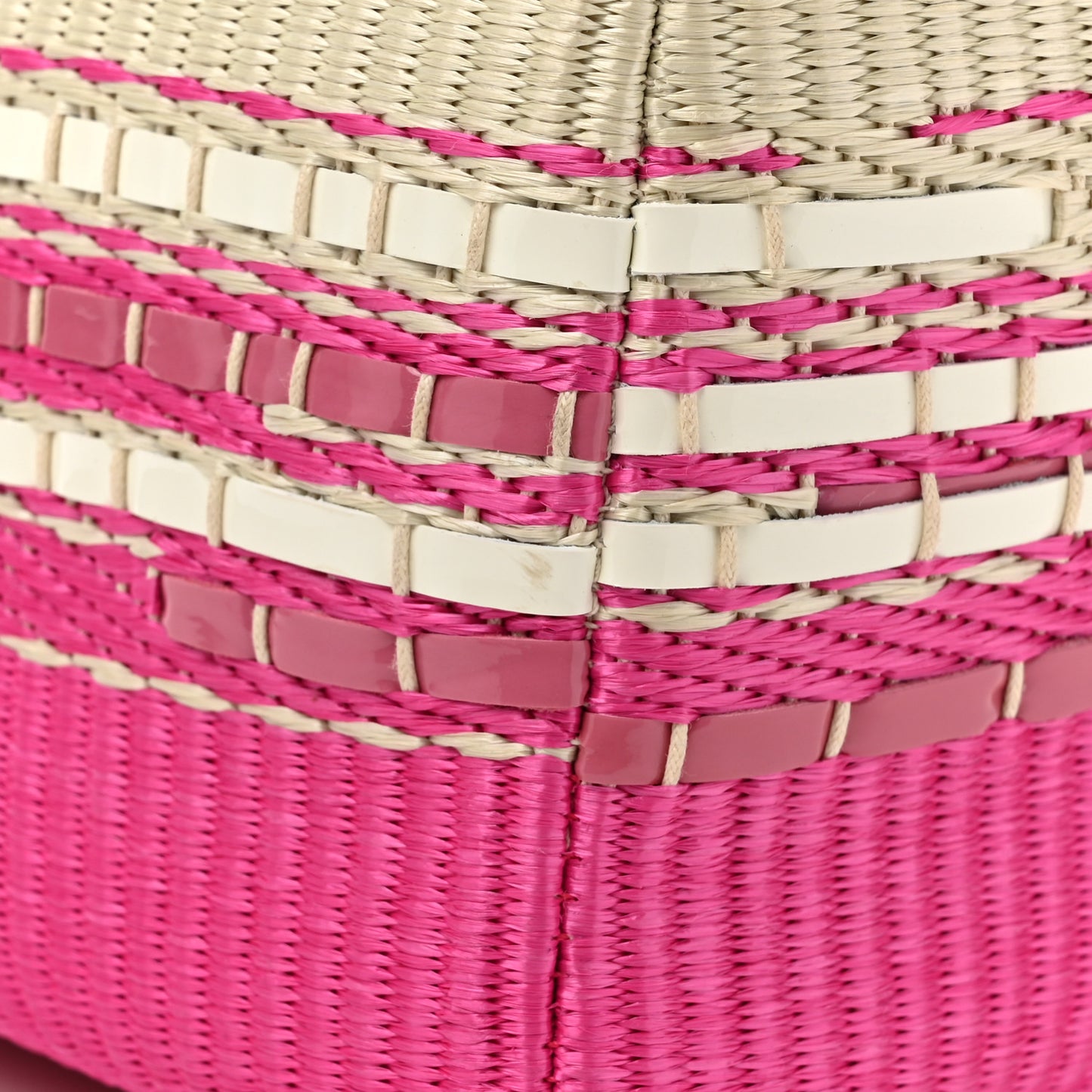 Raffia Medium Lady Dior Pink