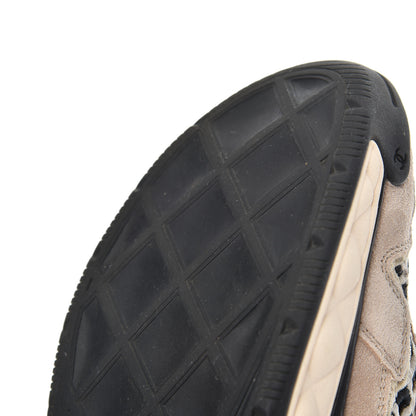 Chanel Suede Calfskin Embroidered CC Sneakers 38 Beige Black 16 of 18