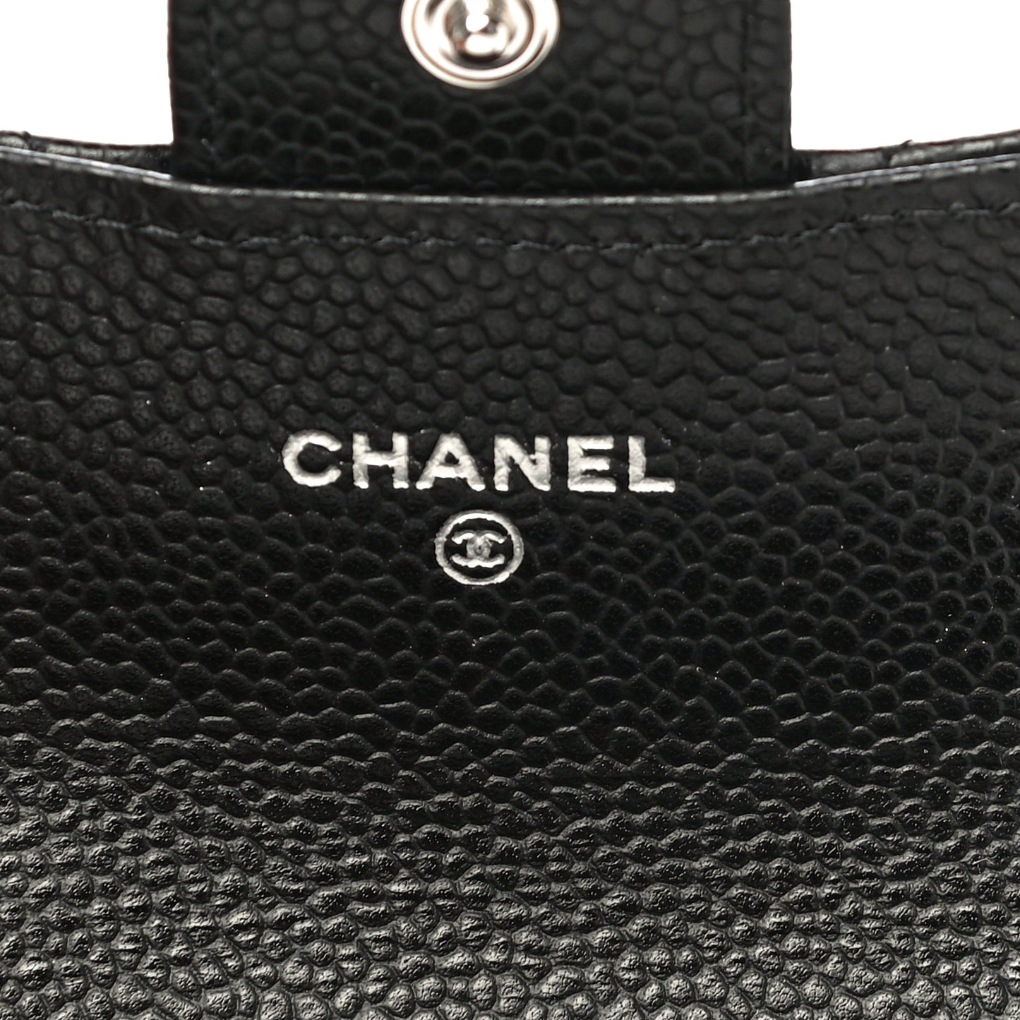 Caviar Quilted Flap Card Holder Wallet Black