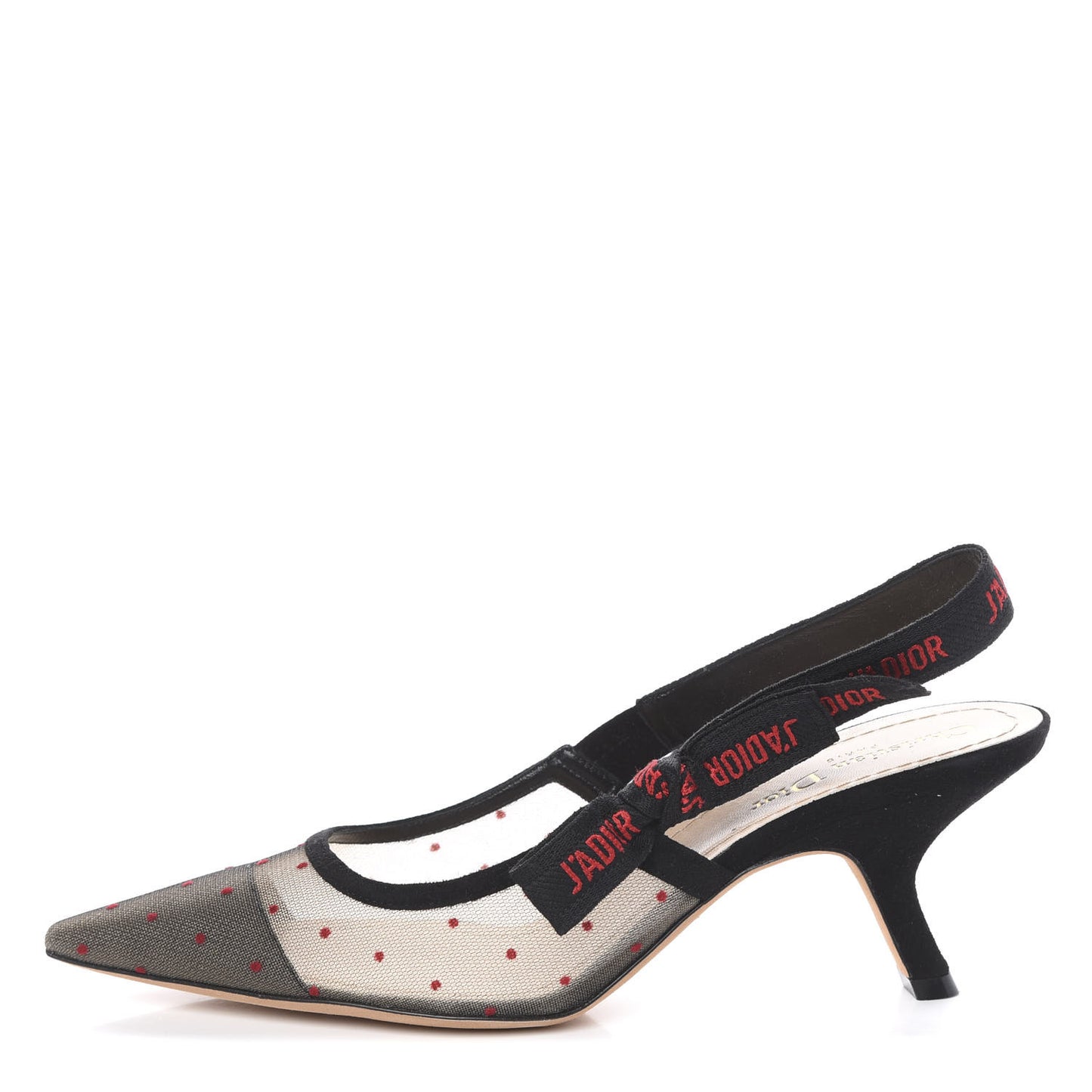 Mesh Plumetis Suede Ribbon J'Adior Slingback 65mm Pumps 39 Black Rouge