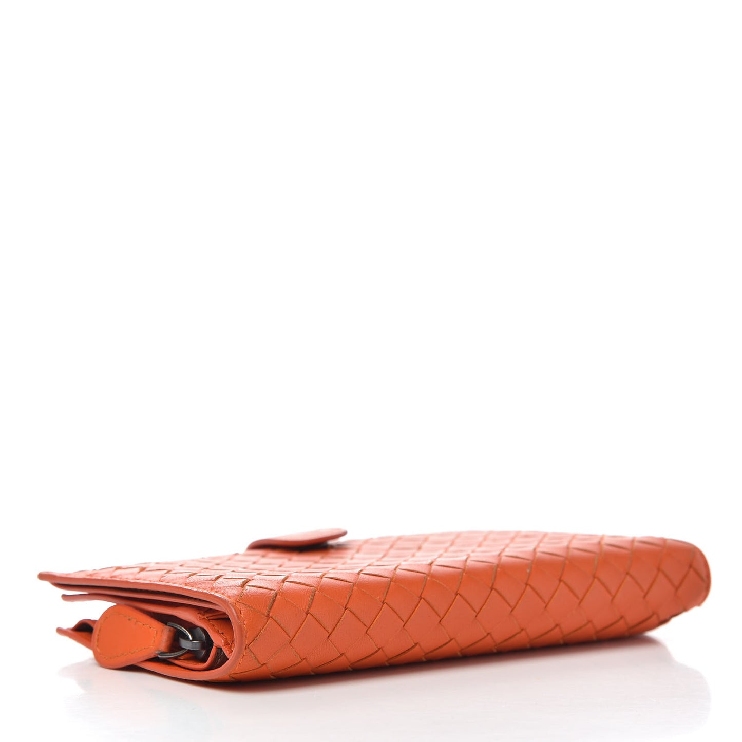 Nappa Intrecciato Continental Snap Wallet Tangerine