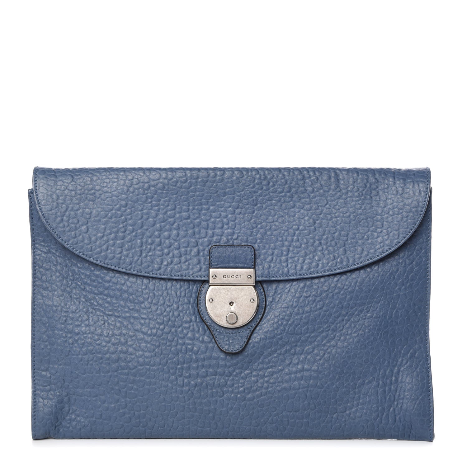 Gucci Grained Calfskin Flap Portfolio Blue 1 of 9