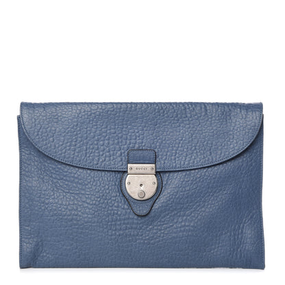 Gucci Grained Calfskin Flap Portfolio Blue 1 of 9