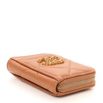 Chanel Lambskin Quilted Chanel 19 Vertical Zip Card Holder Wallet Brown 4 of 8