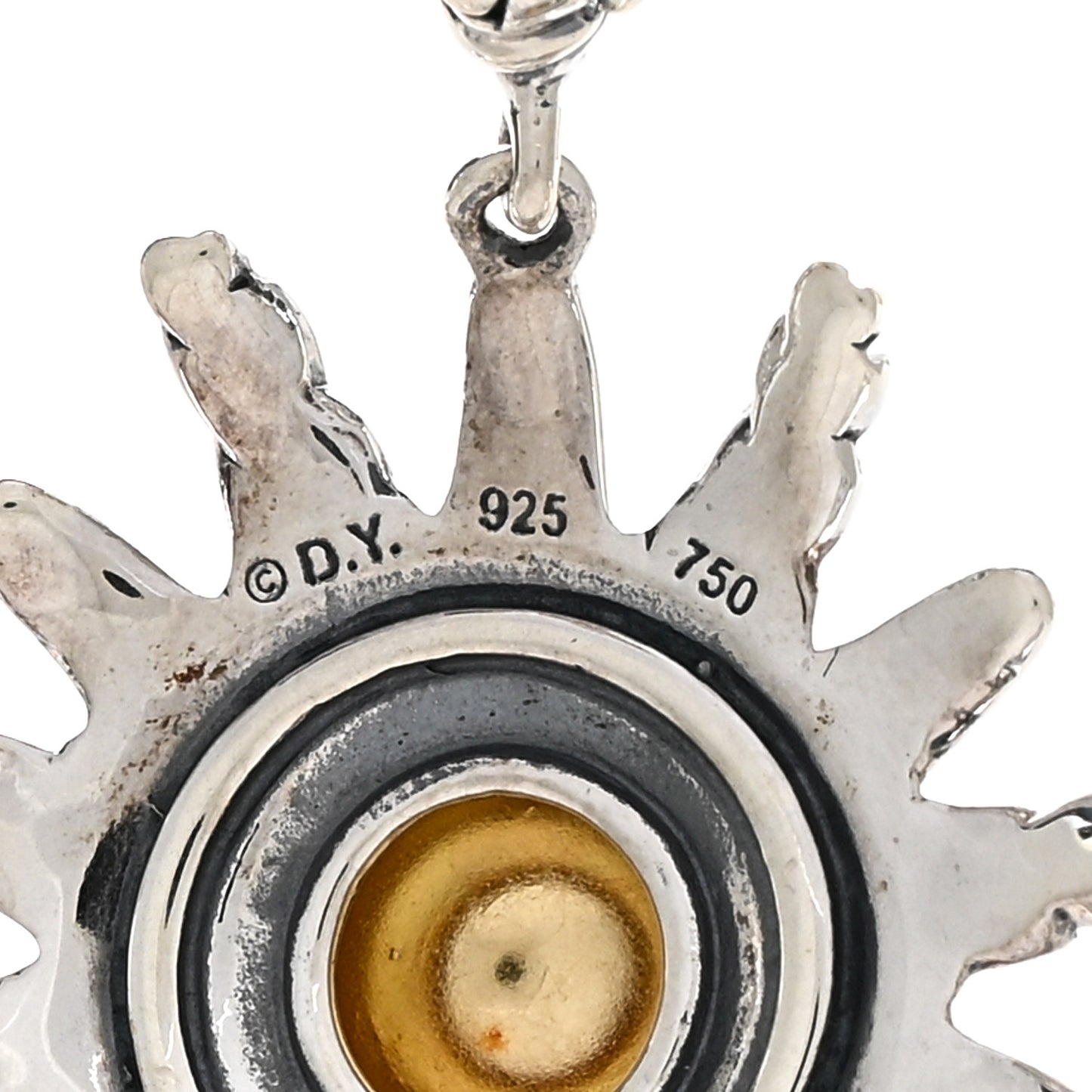 Sterling Silver 18K Yellow Gold Sun Charm Pendant