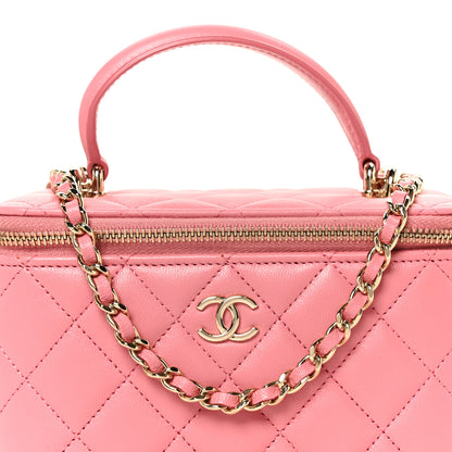 Chanel Lambskin Quilted Small Top Handle Vanity Case With Chain Pink 9 of 12