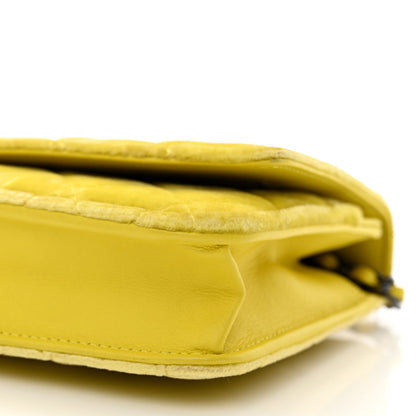 Chanel Velvet Quilted Wallet On Chain WOC Yellow 11 of 15