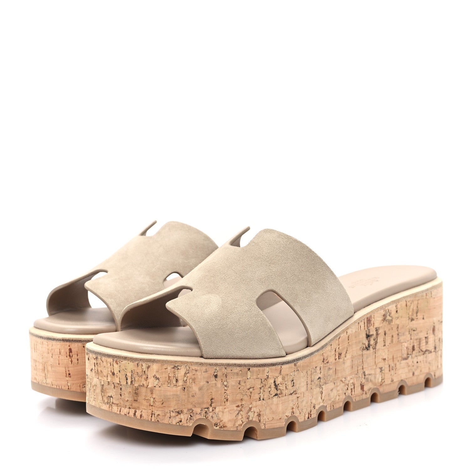 Hermes Suede Goatskin Cork Eze 30 Sandals 39 Beige Argile 4 of 10