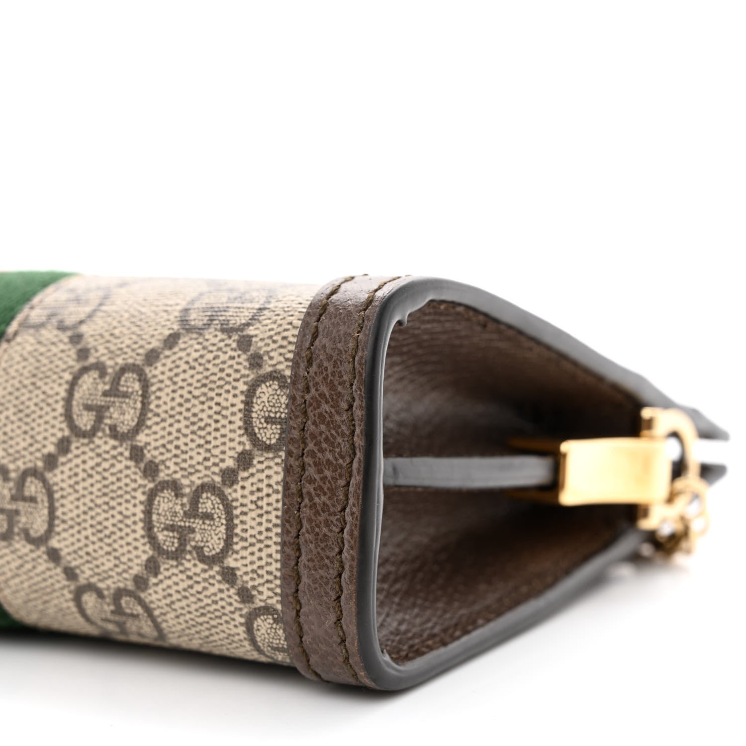 Gucci GG Supreme Monogram Textured Dollar Calfskin Web Mini Ophidia Chain Shoulder Bag Beige Ebony New Acero 10 of 11