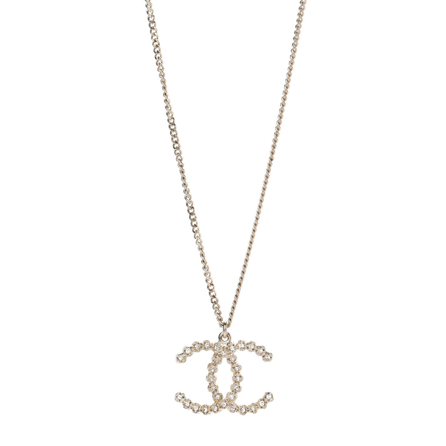 Crystal CC Pendant Necklace Gold