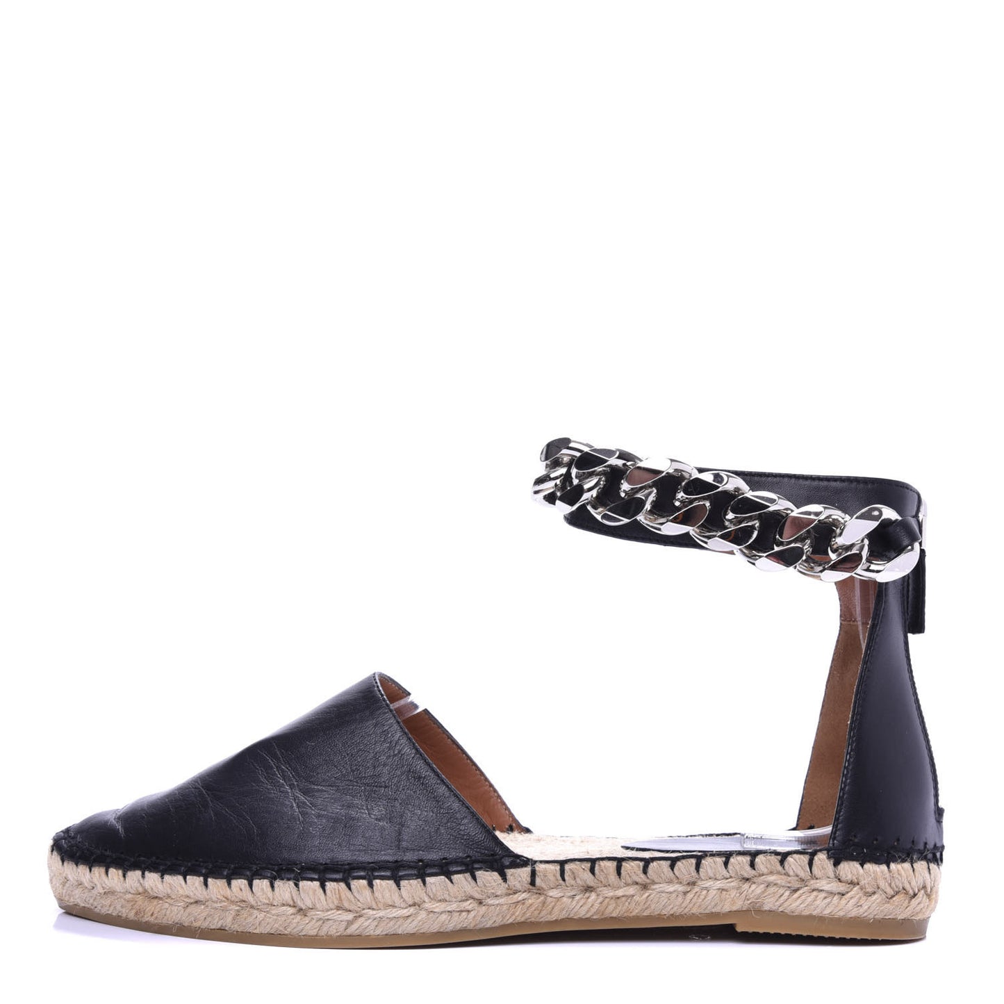 Lambskin Ankle Chain Maremma Espadrilles 38 Black