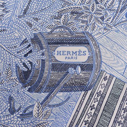 Hermes Silk Acte III Scene I La Clairiere Scarf 90 White Blue Jean Ciel 4 of 6