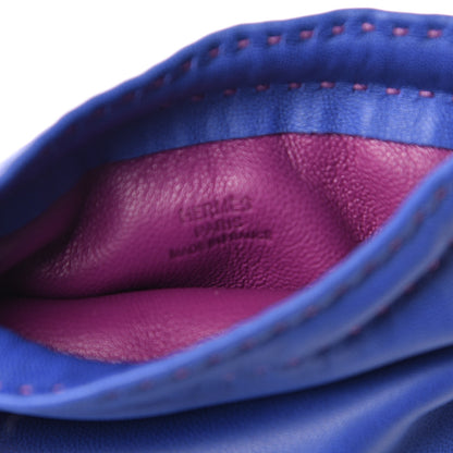 Hermes Lambskin Pilo Pouch Bleu Electrique Anemone 6 of 6