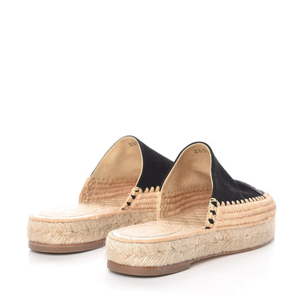 Chanel Suede Grosgrain CC Espadrilles 38 Black 4 of 9