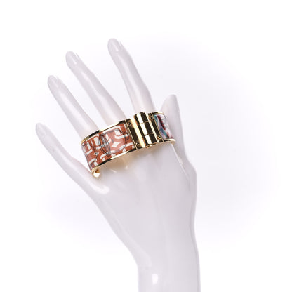 Hermes Enamel Printed Wide Manufacture Boucleries Hinged Bracelet S Rose Couture 2 of 5