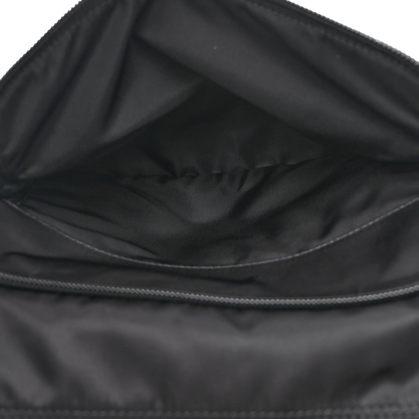 Re-Nylon Vela Saffiano Pocket Double Buckle Messenger Shoulder Bag Black