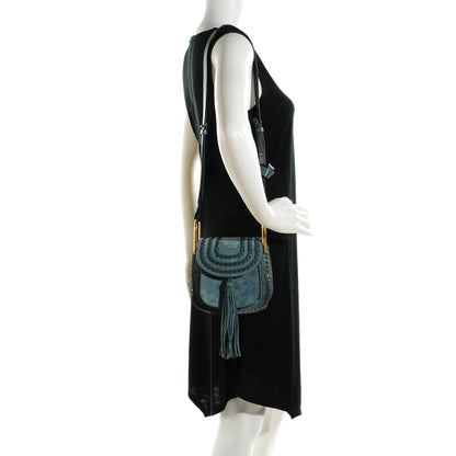 Chloe Suede Calfskin Braided Mini Hudson Shoulder Bag Cloudy Blue 2 of 8